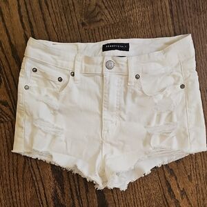 Aeropostale Women's White Distressed Jean Shorts
